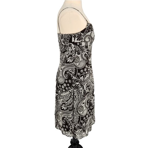 Ann Taylor Silk Slip Sundress Abstract Floral Graphic Print Brown White - Picture 5 of 6